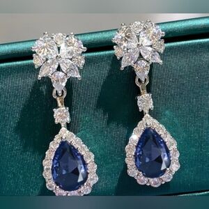 5/20 Elegant Silver and Blue Drop Earrings